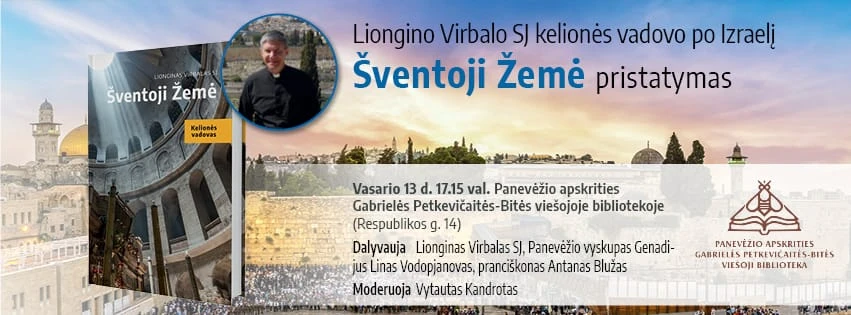 Sventoji zeme Baneris renginiui Panevezio bibliotekoje