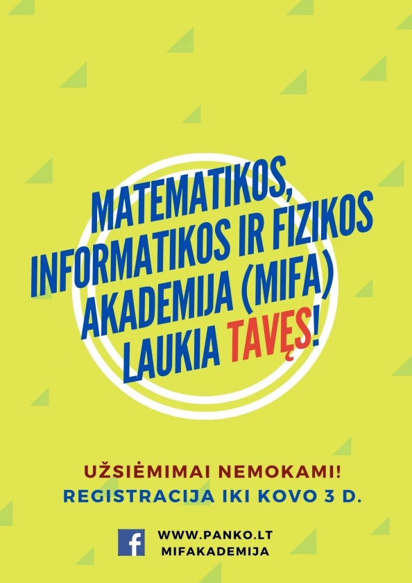MIFA kviečia 4-os gimnazijos klasės moksleivius į nemokamus užsiėmimus