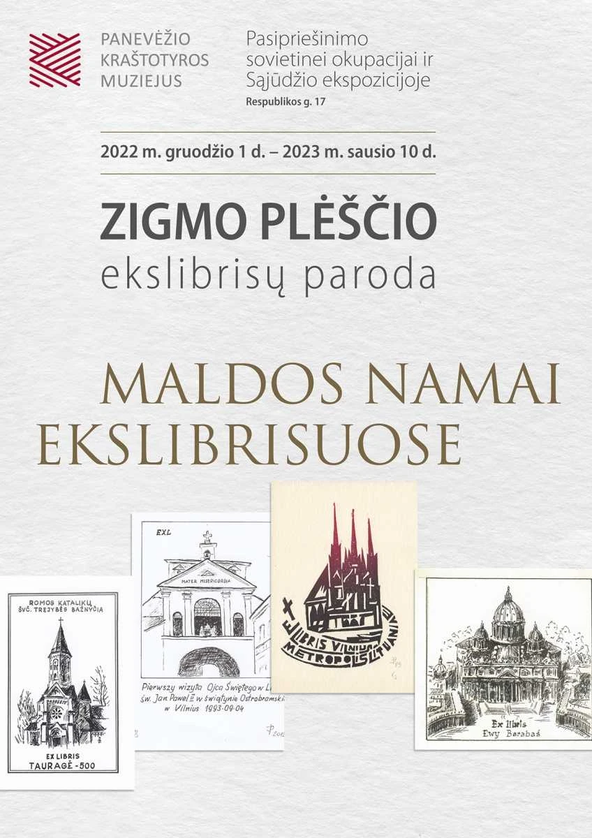 Panevėžio muziejus kviečia į naują Zigmo Plėščio parodą „Maldos namai ekslibrisuose“