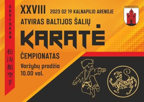 Panevėžyje vyks XXVIII Baltijos šalių šotokan karatė čempionatas