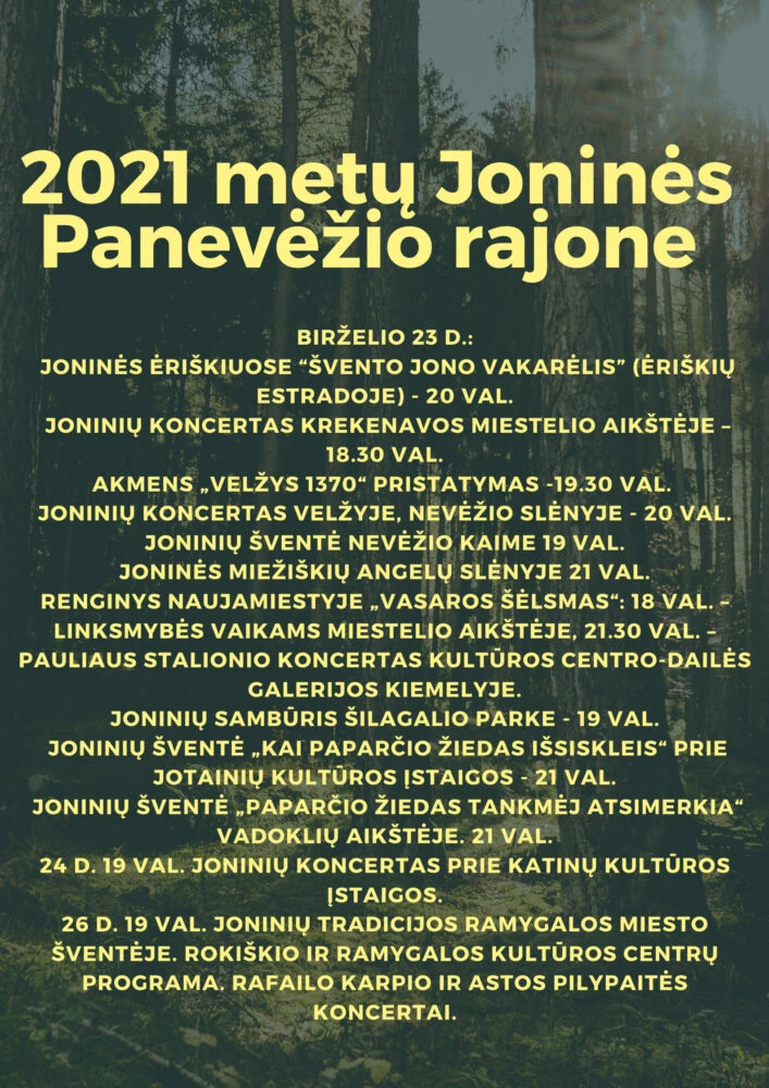 Panevėžio rajono kultūros įstaigos kviečia švęsti Jonines