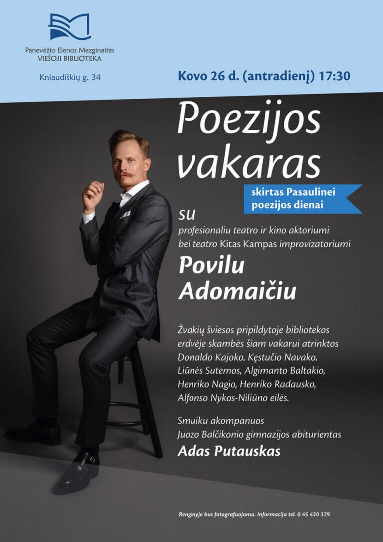 Poezijos vakaras skirtas Pasaulinei poezijos dienai