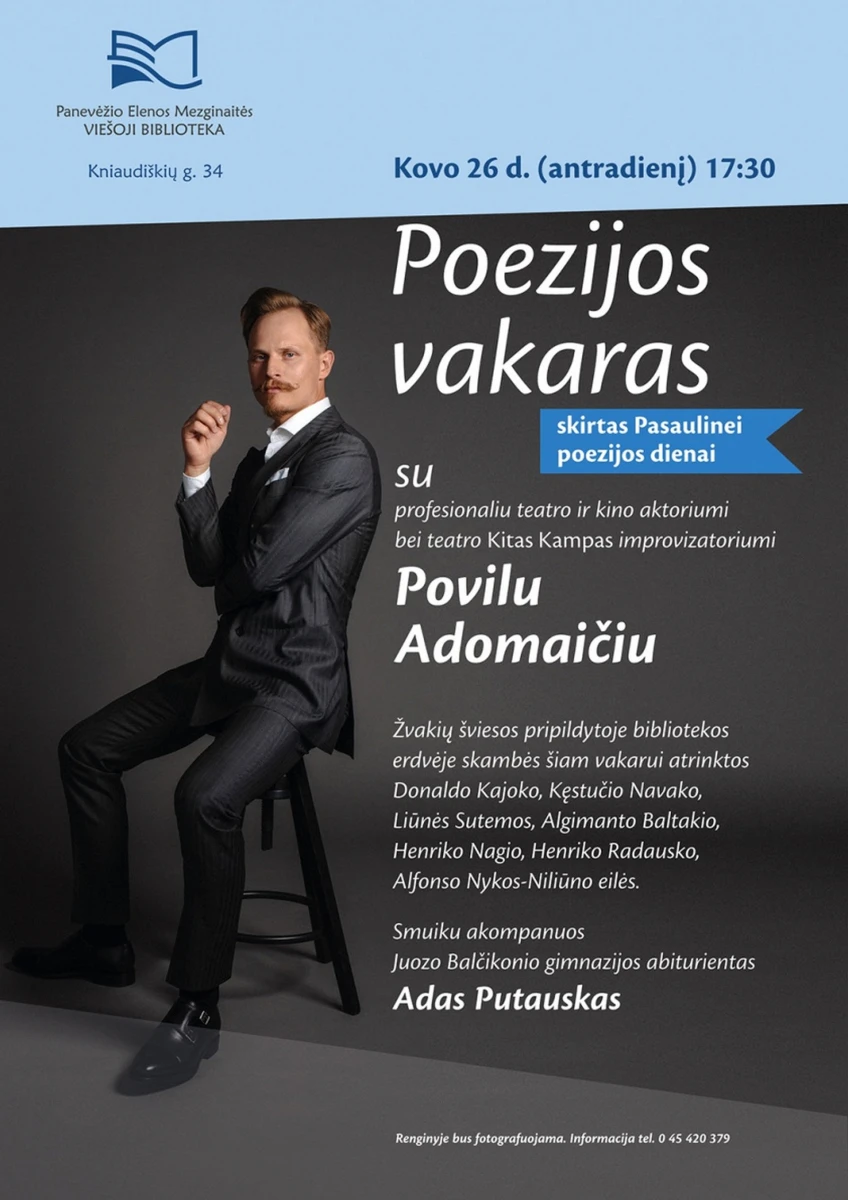 Poezijos vakaras skirtas Pasaulinei poezijos dienai