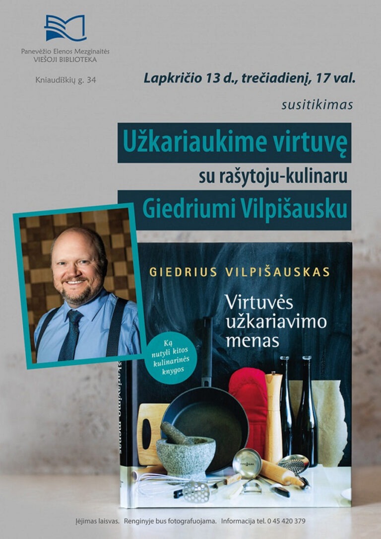 Į susitikimą kviečia rašytojas-kulinaras g. vilpišauskas