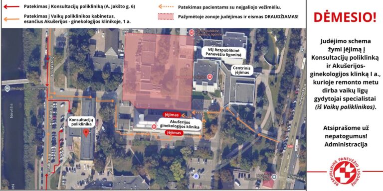 Dėl vykdomų pertvarkymo darbų laikinai keičiamos vaikų ligų gydytojų specialistų darbo kabinetų vietos