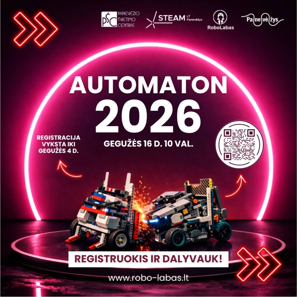Kviečia „Automaton 2026“: Panevėžyje vyks tarptautinės robotikos varžybos
